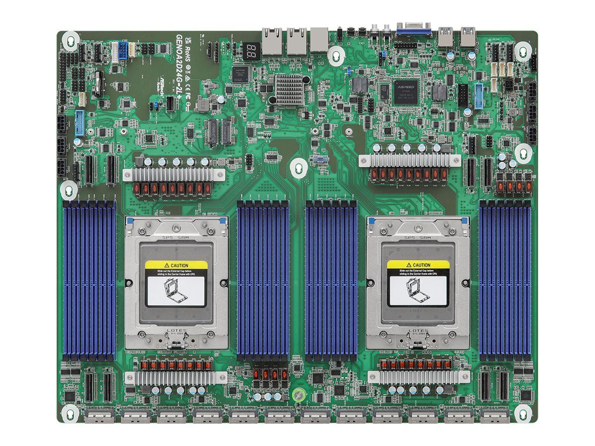 ASRock Industrial GENOA2D24G-2L+ - Motherboard - LGA6096 Socket - 2 Unterstützte CPUs - USB 3.2 Gen 1 - 2 x Gigabit LAN - Onboard-Grafik (CPU erforderlich)