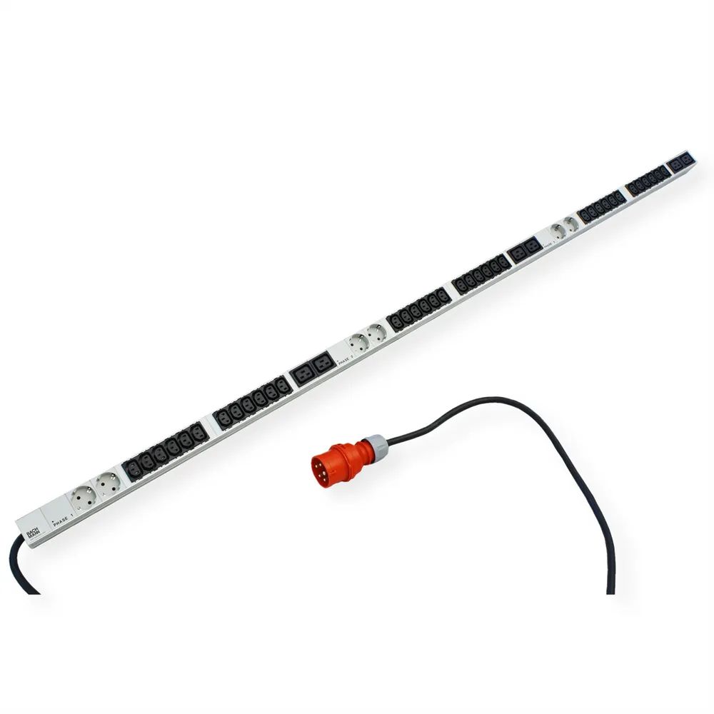 BACHMANN IT PDU ALU 1HE 36x C13 6x Schutzkontakt 6x C19LS CEE 3x 32A rot