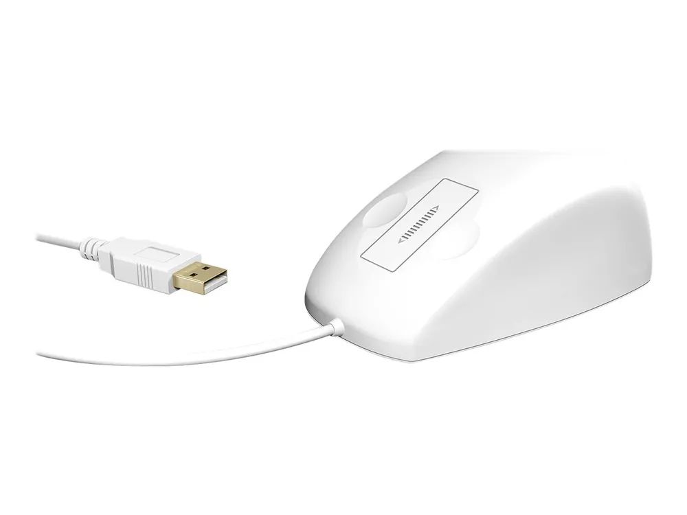 KeySonic KSM-5030M-W - Wasserdichte Maus - Silikone - Wasserdicht IP68 - Scrollen mit Touchsensor - USB - weiß - Beidhändig - USB Typ-A - Weiß