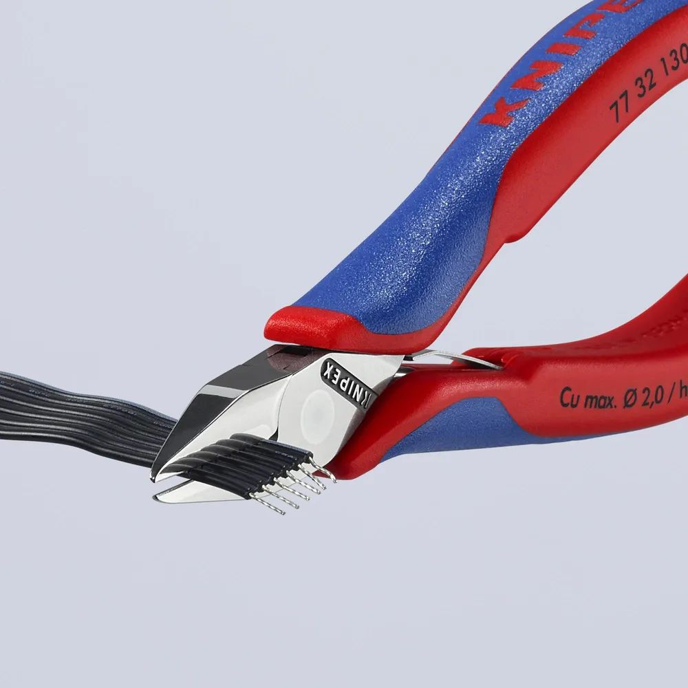 KNIPEX Elektronik-Seitenschneider mit durchgestecktem Gelenk mit Mehrkomponenten-Hüllen 130 mm