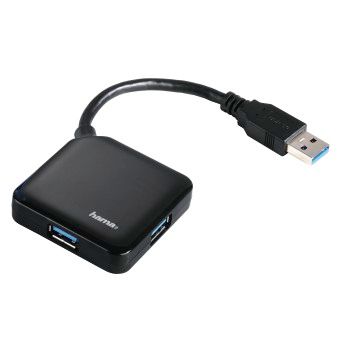 Hama USB-3.0-Hub 1:4, bus-powered, Schwarz, Schachtel