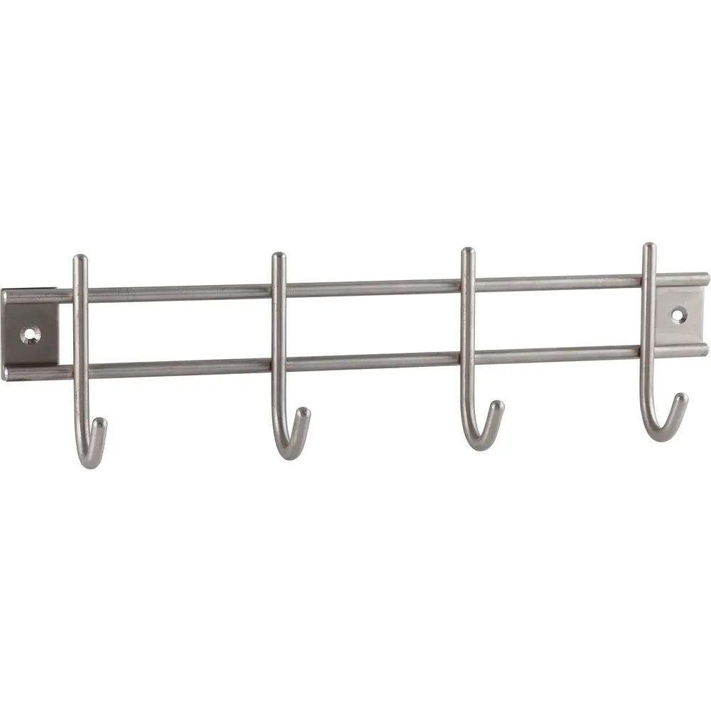 Siro Garderobenleiste Satis mit 4 Haken, Breite 300 mm, Edelstahl gebürstet