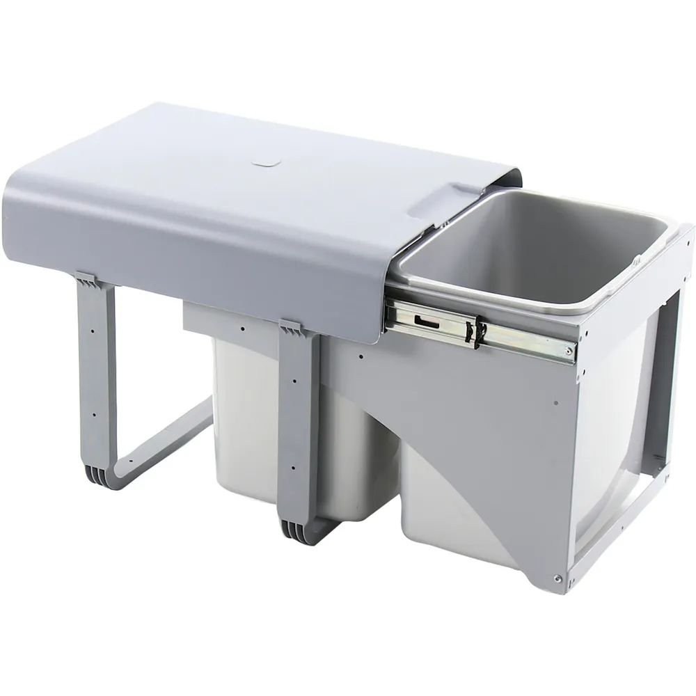 EKOTECH Einbau-Abfallsammler Ekko Front 1 x 16/2 x 8 Liter Kunststoff Lichtgrau