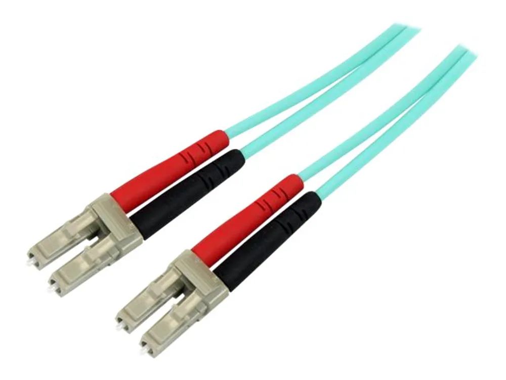 StarTech.com Aqua OM4 Duplex Multimode Fiber - 2m / 6 ft - 100 Gb - 50/125 - OM4 Fiber - LC to LC Fiber Patch Cable (450FBLCLC2)