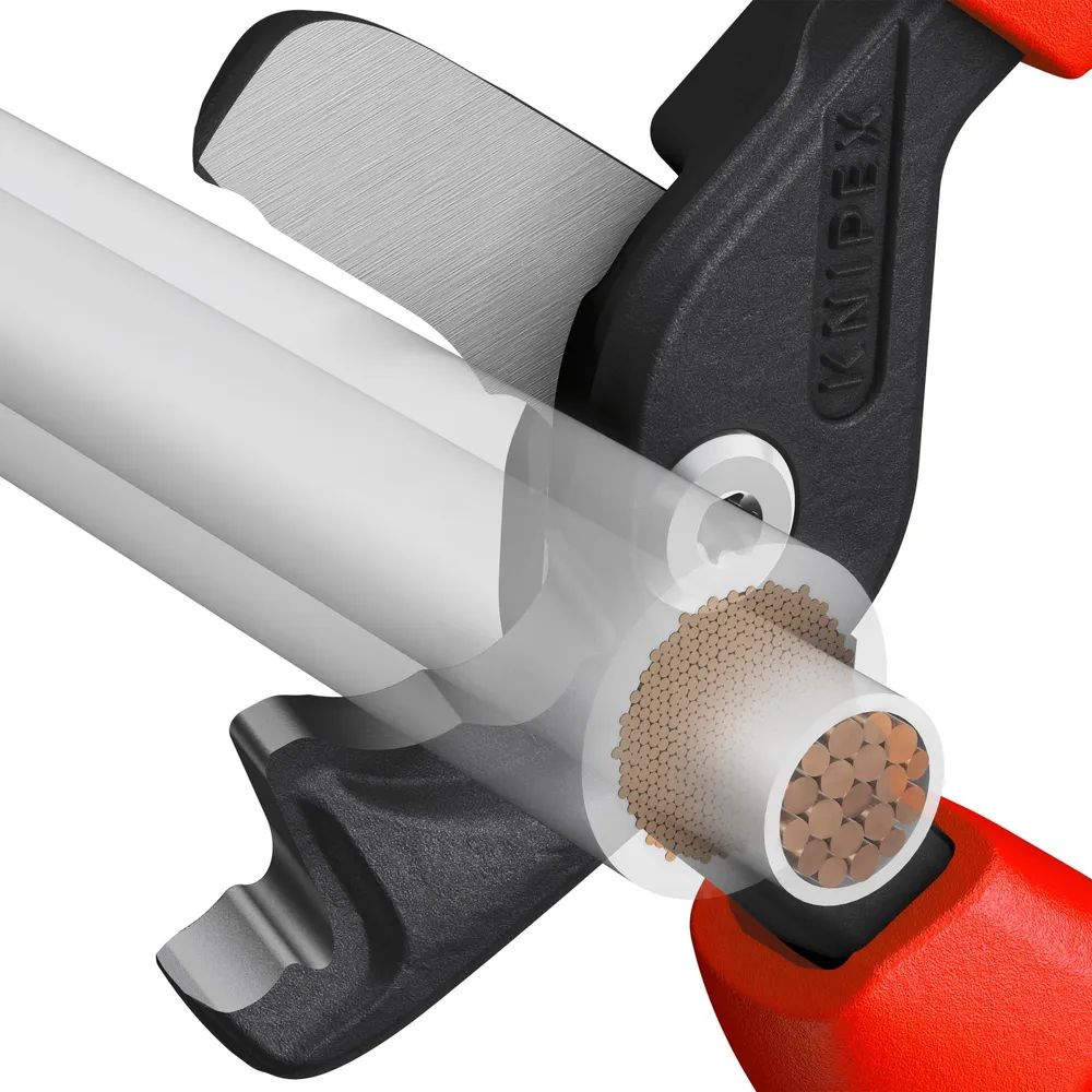 KNIPEX StepCut® XL Kabelschere mit Stufenschnitt mit Comfort-Griffen brüniert 225 mm