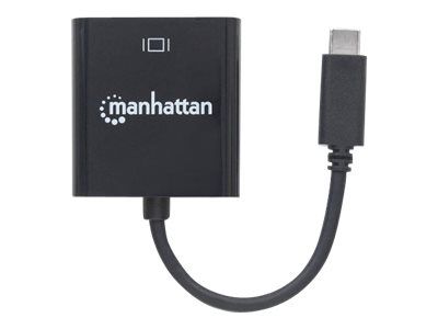 Manhattan USB-C to VGA Converter Cable, 1080p@60Hz, Black, 8cm, Male to Female, Lifetime Warranty, Blister - Videoadapter - 24 pin USB-C männlich zu HD-15 (VGA)