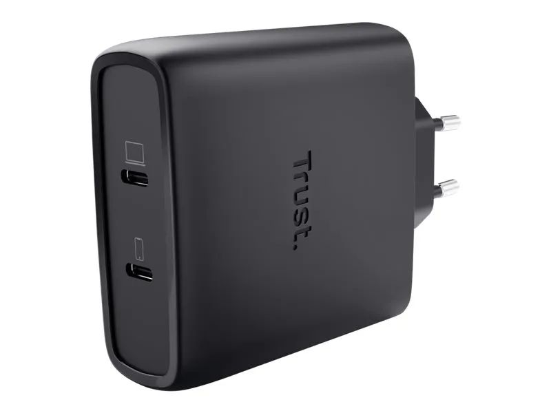 Trust Maxo - Netzteil - GaN - 100 Watt - 5 A - Power Delivery 3.0 + PPS - 2 Ausgabeanschlussstellen (24 pin USB-C)