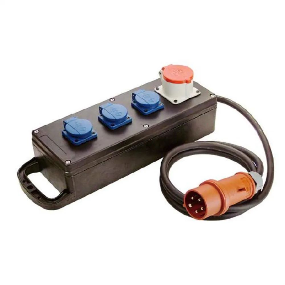 BACHMANN Vollgummi-Verteiler 16A 5P IP44, 1x16A 5p400V 3Schutzkontakt 3P230V