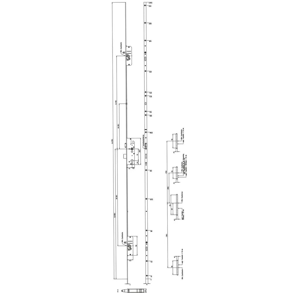 KFV MFV-Schloss BS 2300 DIN, DM 40, Stulp 16 mm eckig, VK 8 mm, Stahl verzinkt