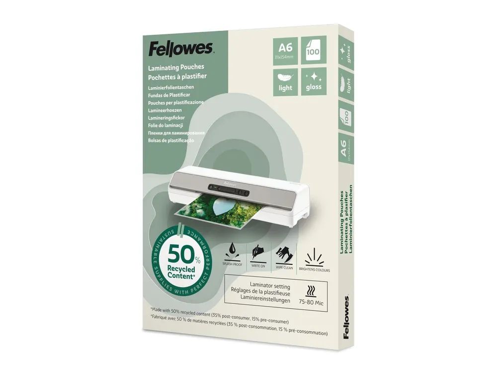 Fellowes 100er-Pack - glänzend - Taschen für