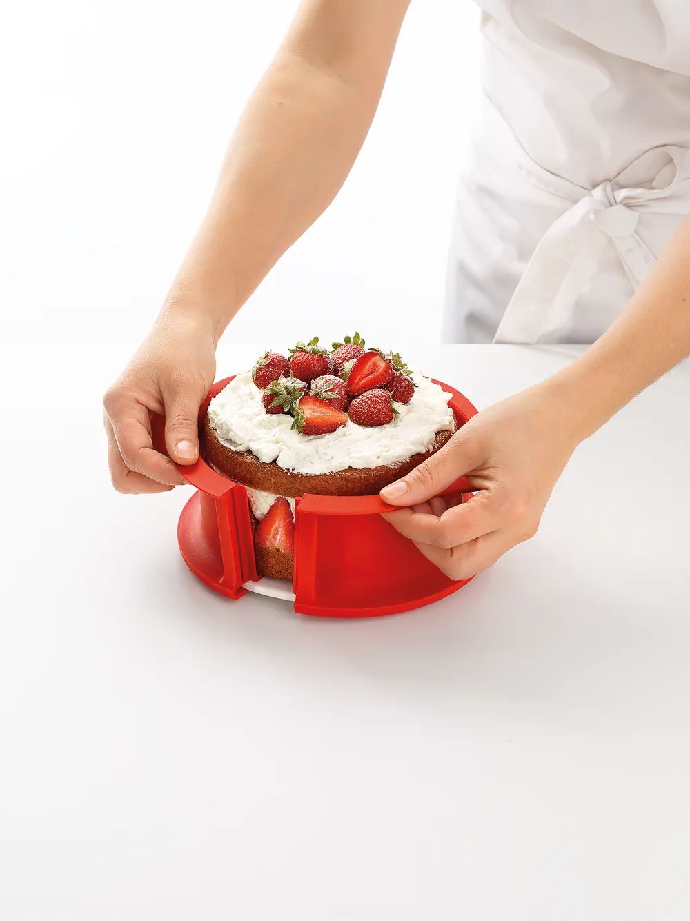 Lékué Springform mit Servierteller, 15 cm - Red