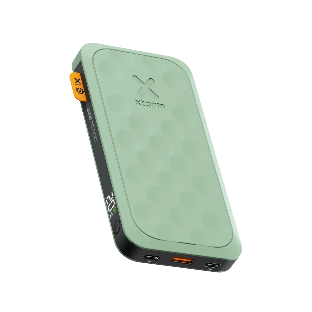 XTORM Powerbank 20W PD, 10.000 mAh, 1x USB-A und 2x USB-C PD grün