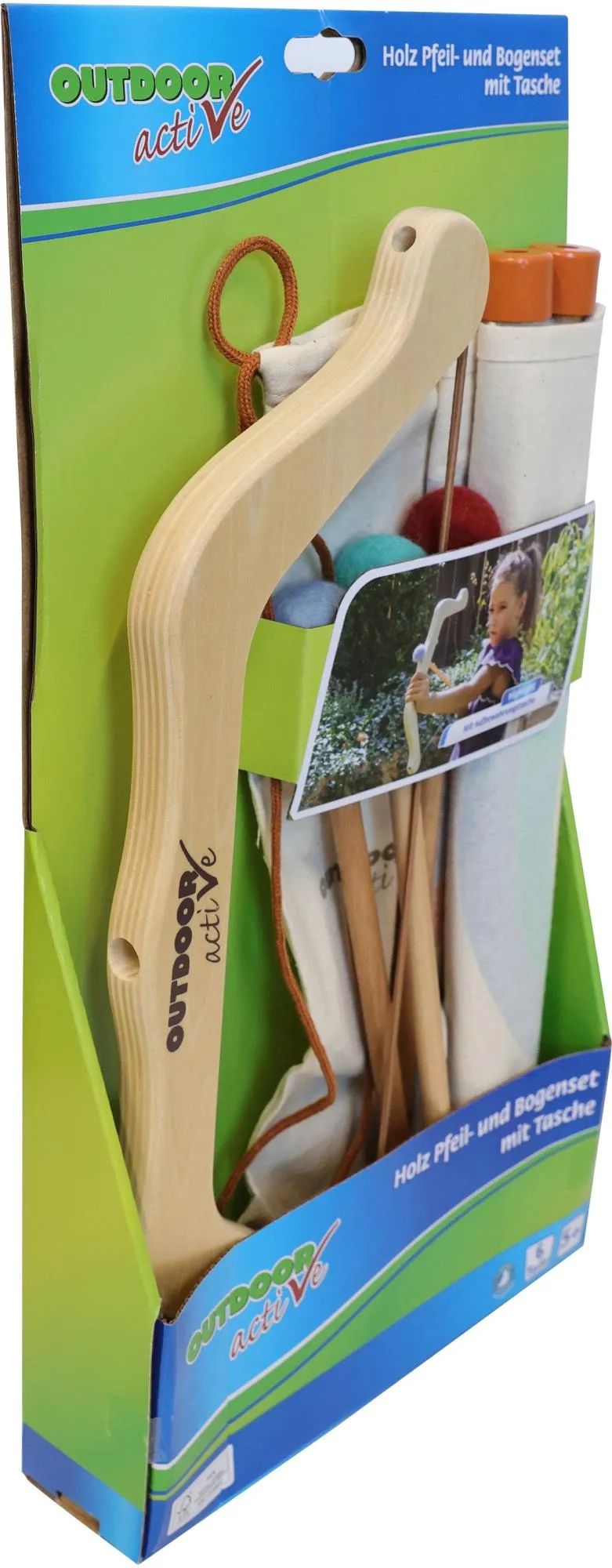 VEDES Großhandel GmbH - Ware OA Holz Pfeil-und Bogenset mit Tasche