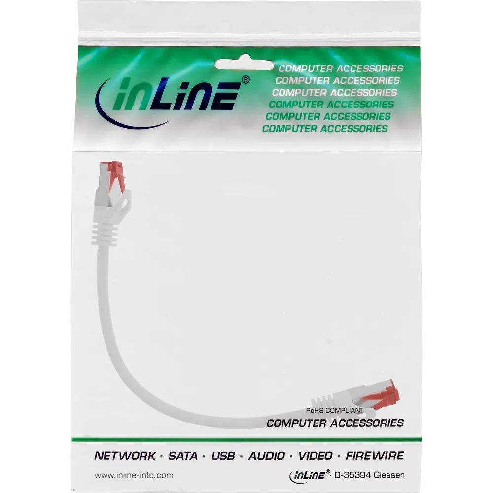 InLine Patchkabel - S/FTP (PiMf) - Cat.6 - 250MHz - PVC - CCA - weiß - 0,25m