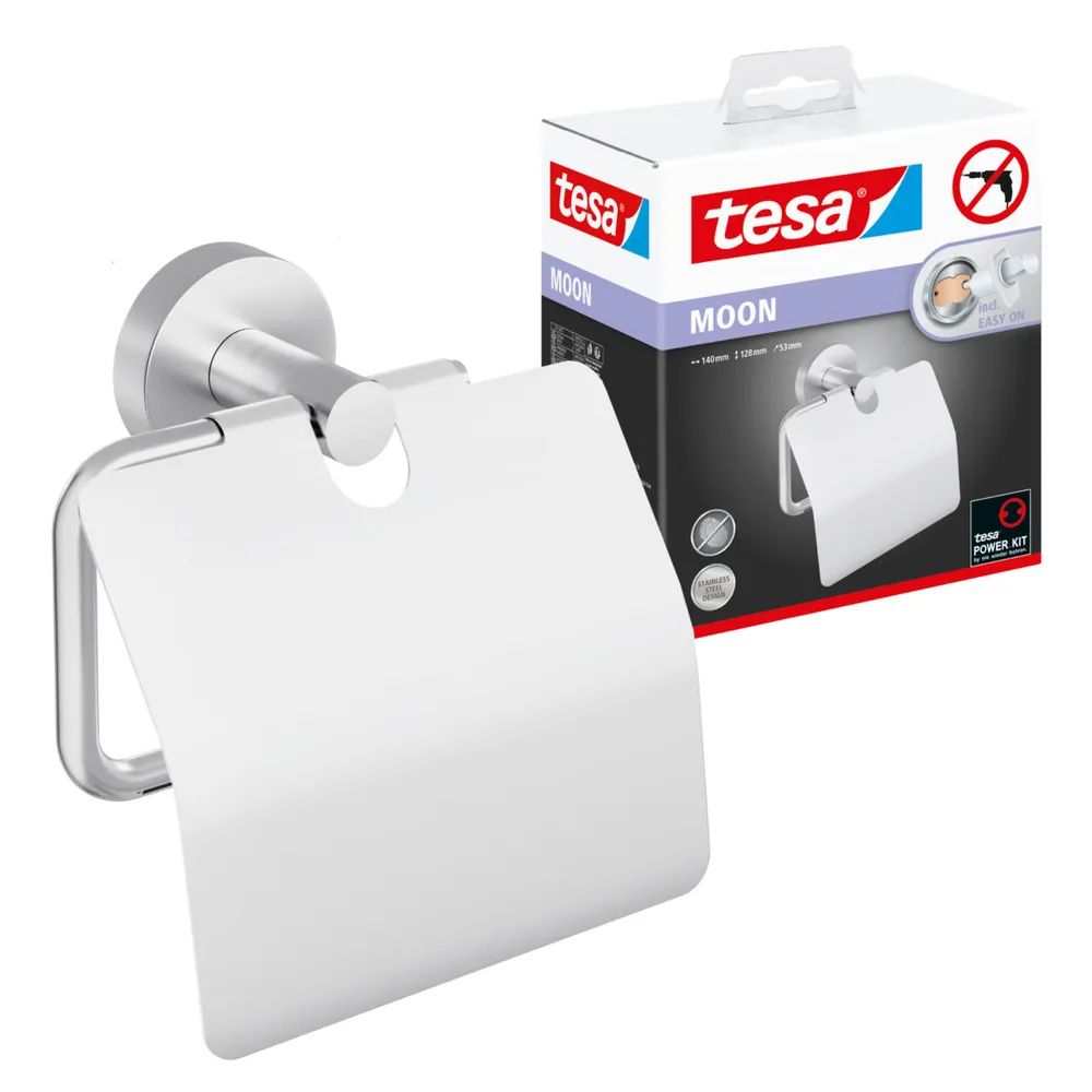 tesa® MOON Toilettenpapierhalter mit Deckel,  verchromt
