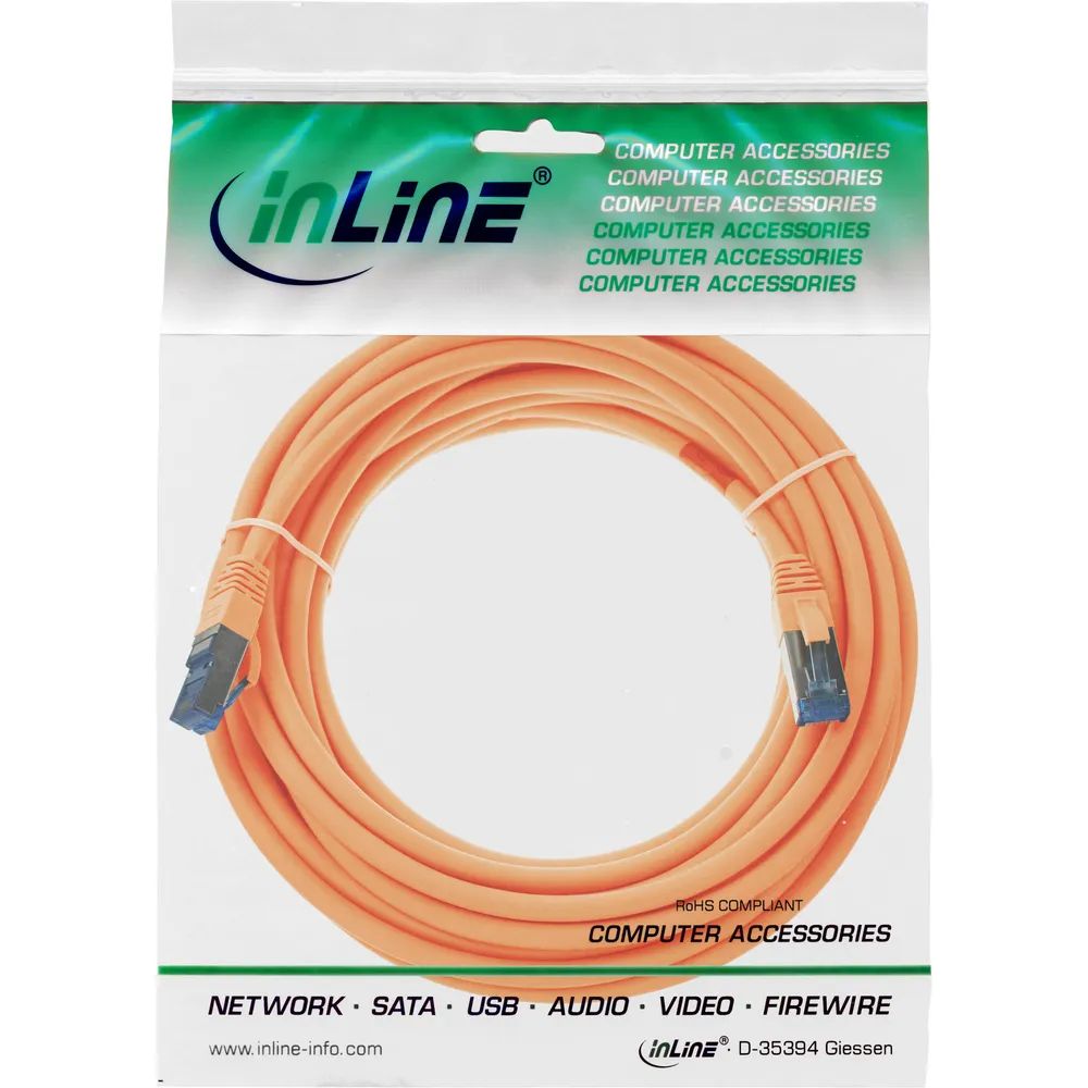 InLine Patchkabel - S/FTP (PiMf) - Cat.6A - halogenfrei - orange - 5m