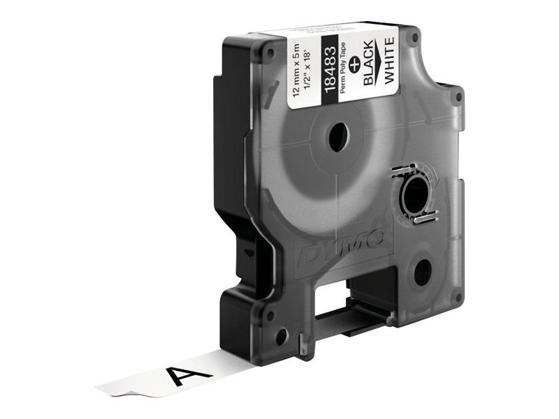 Dymo IND - Polyester - permanenter Klebstoff - Schwarz auf Weiß - Rolle (1,2 cm x 5 m)