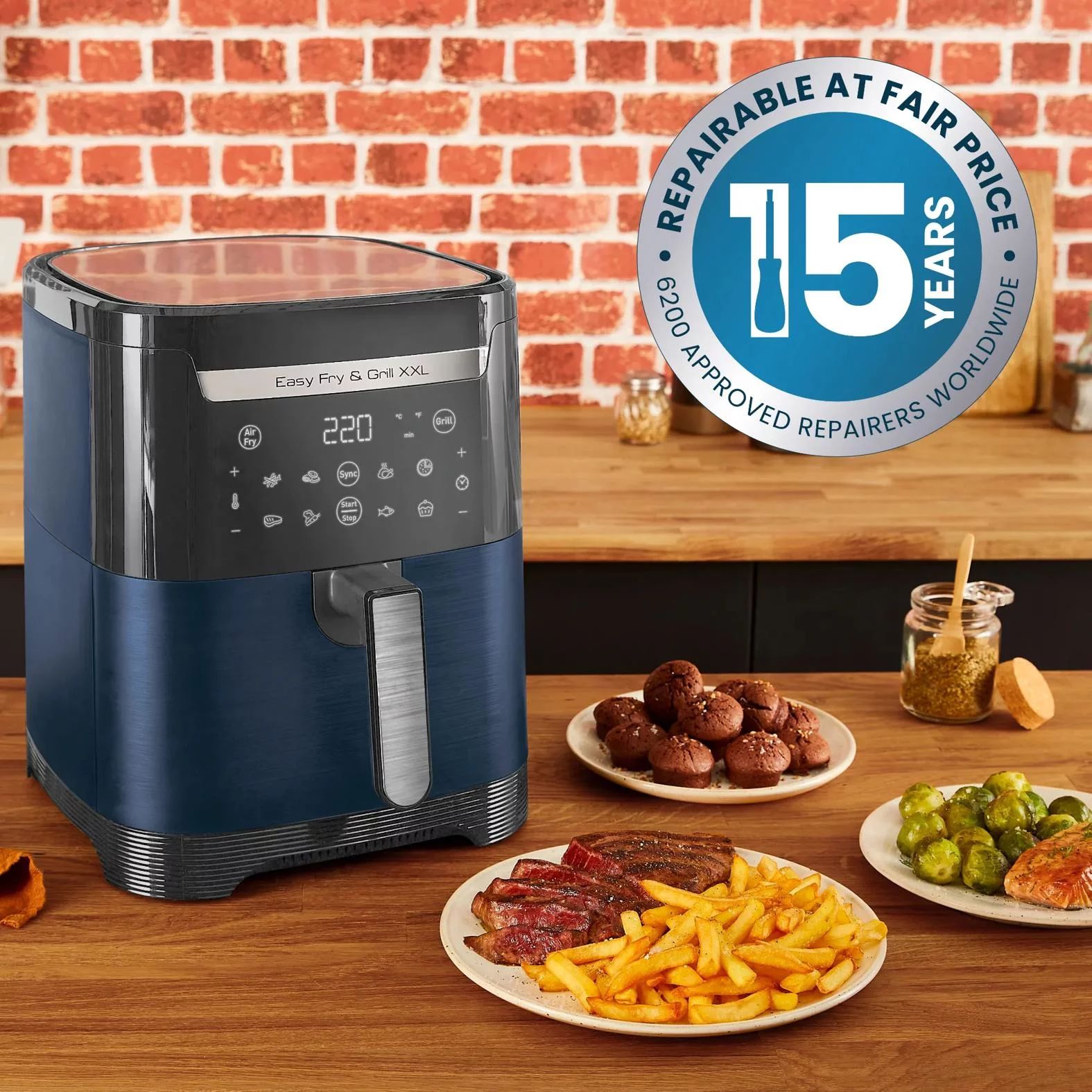 Tefal EY8014 Heißluftfritteuse Easy Fry & Grill XXL (6,2L) - Wanted Blue