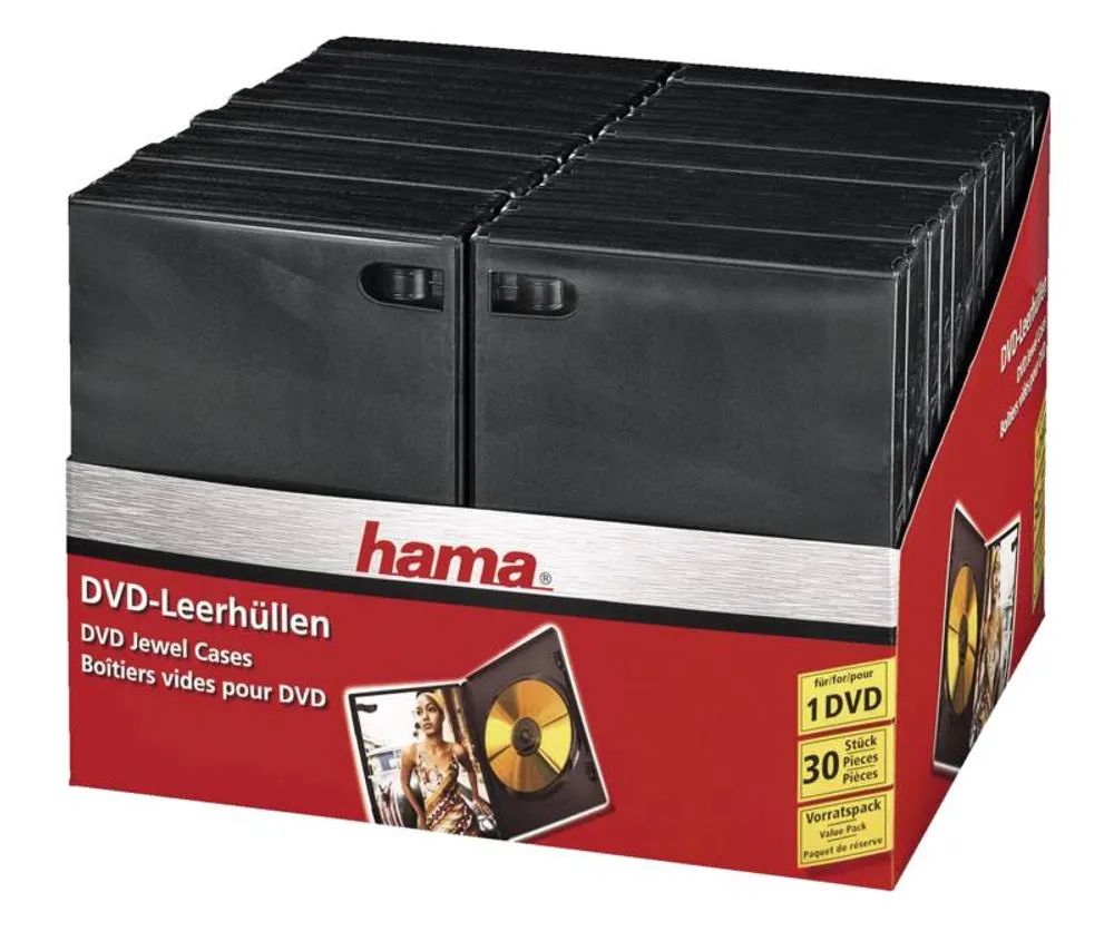 Hama DVD-Leerhüllen, 30er-Pack, Schwarz, Vorratspack