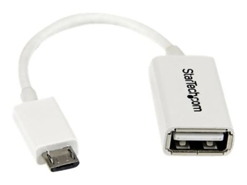 StarTech.com Micro USB auf USB OTG Adapter Stecker / Buchse - Micro USB zu USB Kabel 12cm - On The Go Kabel - Weiß - USB-Adapter - USB (W)