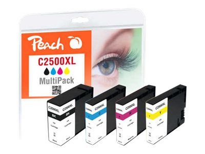Peach Combi-Pack C2500XL - 4er-Pack - Schwarz, Gelb, Cyan, Magenta - kompatibel - Tintenpatrone (Alternative zu: Canon PGI-2500XL BK, Canon PGI-2500XL C, Canon PGI-2500XL M, Canon PGI-2500XL Y)