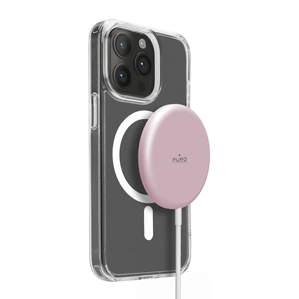 PURO Induktionslader MagSafe 15W für iPhone mit 1m Kabel pink