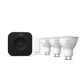 Philips Hue Starter Set "White & Color Ambiance"LED-Lampe, GU10, 3er-Pack+Bridge+Dimmer