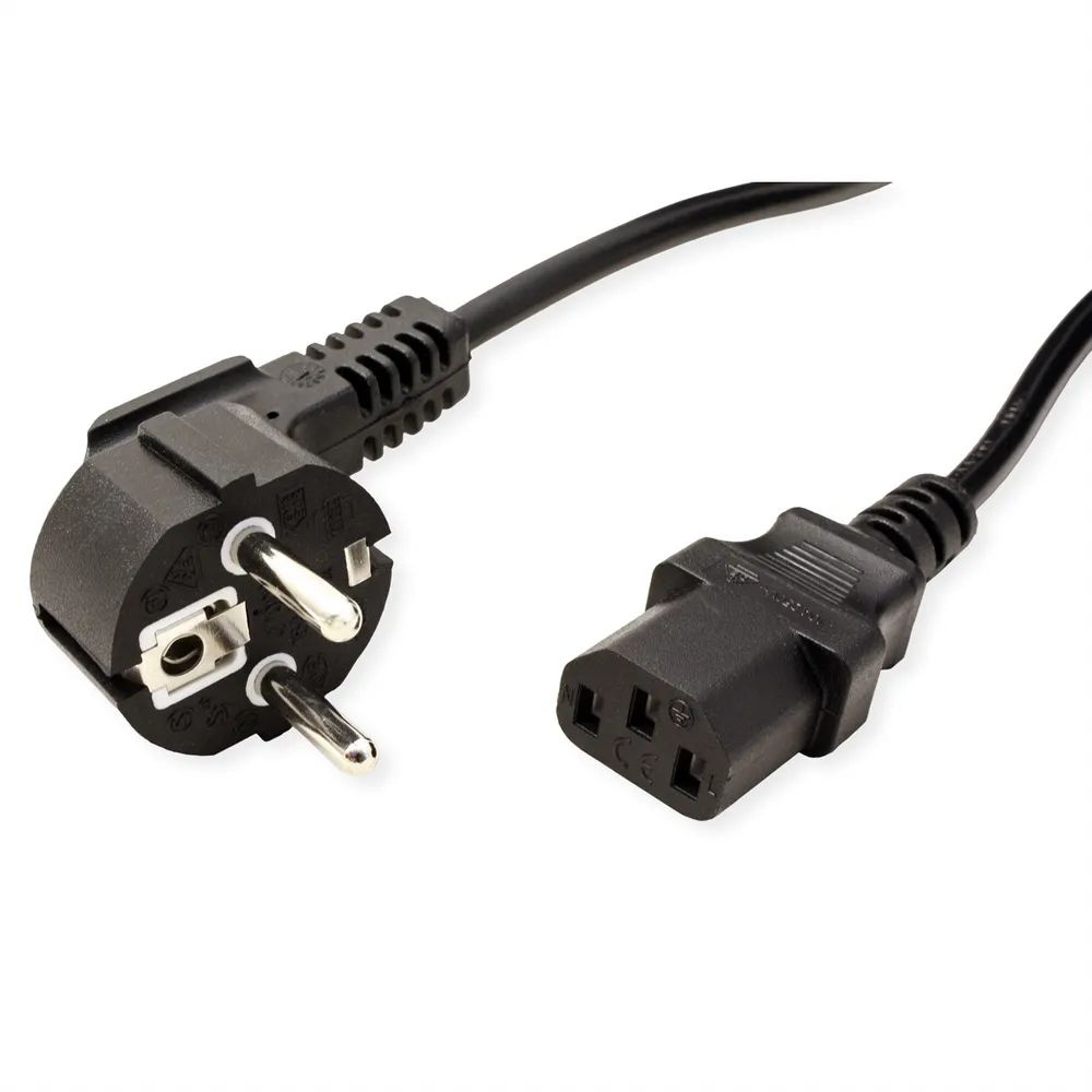 VALUE Netzkabel, CEE7/7-Stecker & IEC-Buchse gerade, schwarz, 5 m