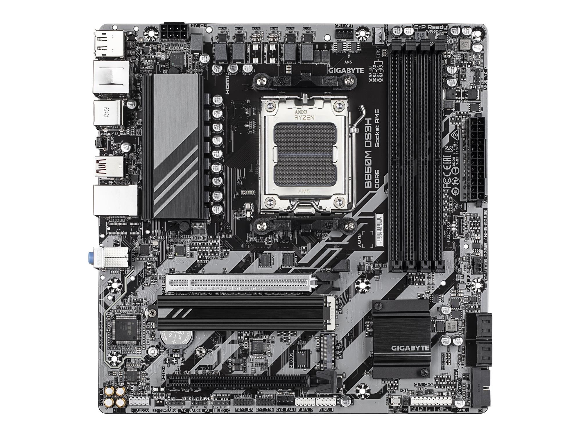 Gigabyte B850M DS3H - Motherboard - micro ATX - Socket AM5 - AMD B850 Chipsatz - USB-C 3.2 Gen 1, USB 3.2 Gen 2, USB 3.2 Gen 1 - 2.5 Gigabit LAN - Onboard-Grafik (CPU erforderlich)