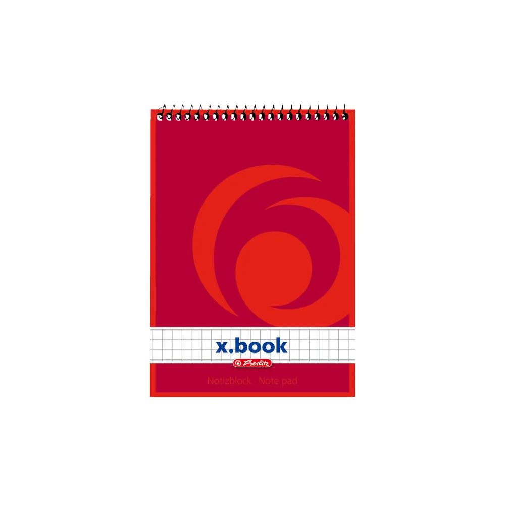 herlitz Spiralnotizblock, A6, 50 Blatt, 60g/m², kariert, 4 Stück