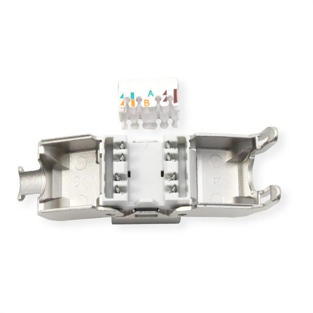 ROLINE Cat.6A (Class EA) Keystone, RJ-45, geschirmt, werkzeuglos, silberfarben
