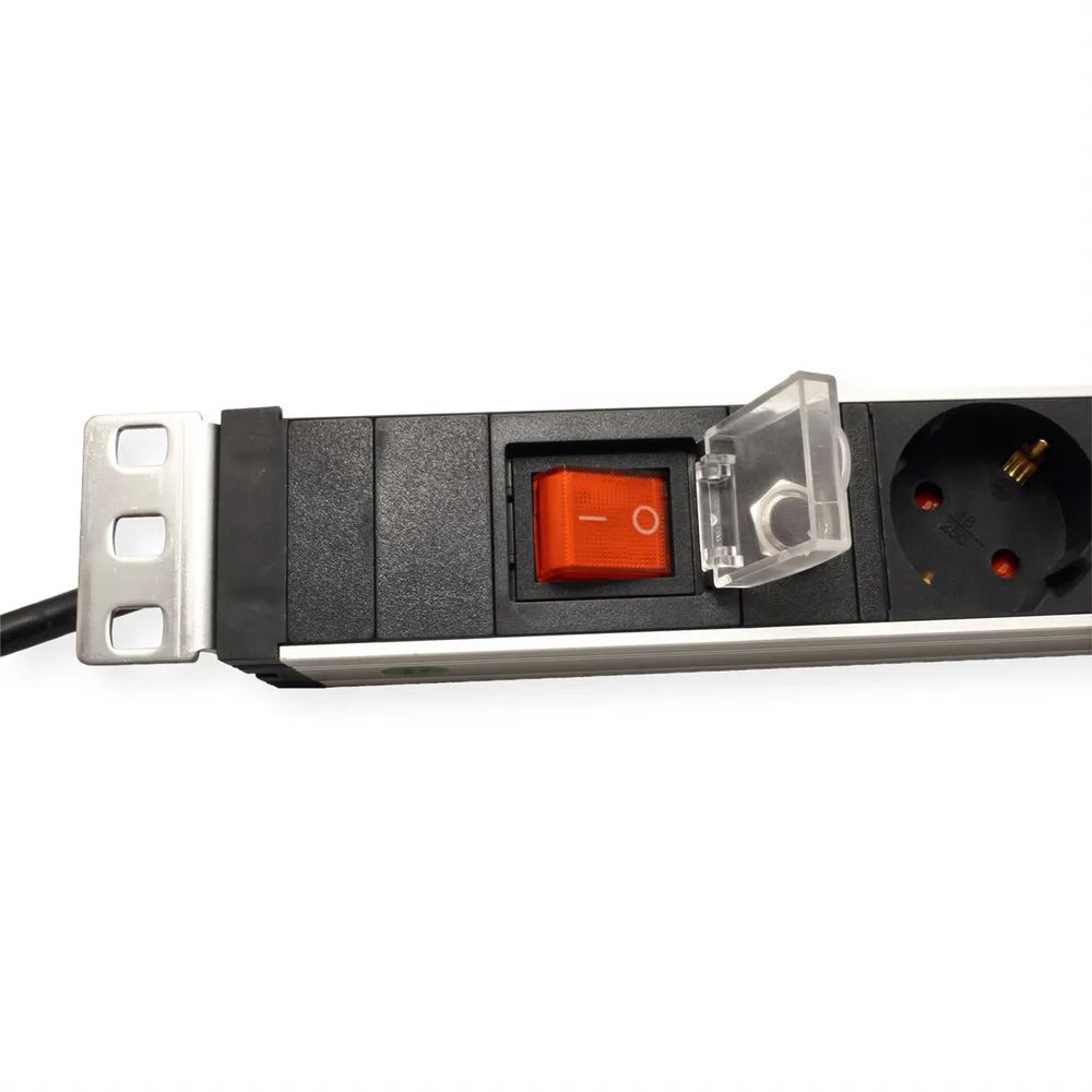 VALUE 19-Zoll-Steckdosenleiste 7fach mit Überlastschutz, 1 HE, Schutzkontakt-Stecker, 2,8 m