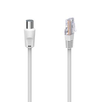 Hama Antennen-Kabel, Koax-Stecker - RJ45-Stecker, 2,5 m, Weiß