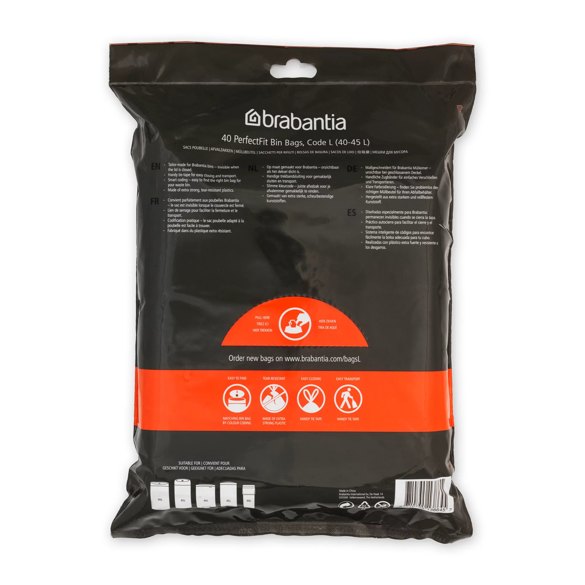 Brabantia Müllbeutel Spenderverpackung PerfectFit Beutel 40-45 L (L) 40Stk