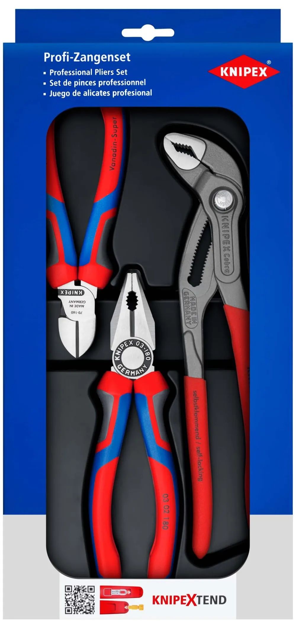 KNIPEX Bestseller-Paket 1 x 03 02 180, 1 x 70 02 160, 1 x 87 01 250