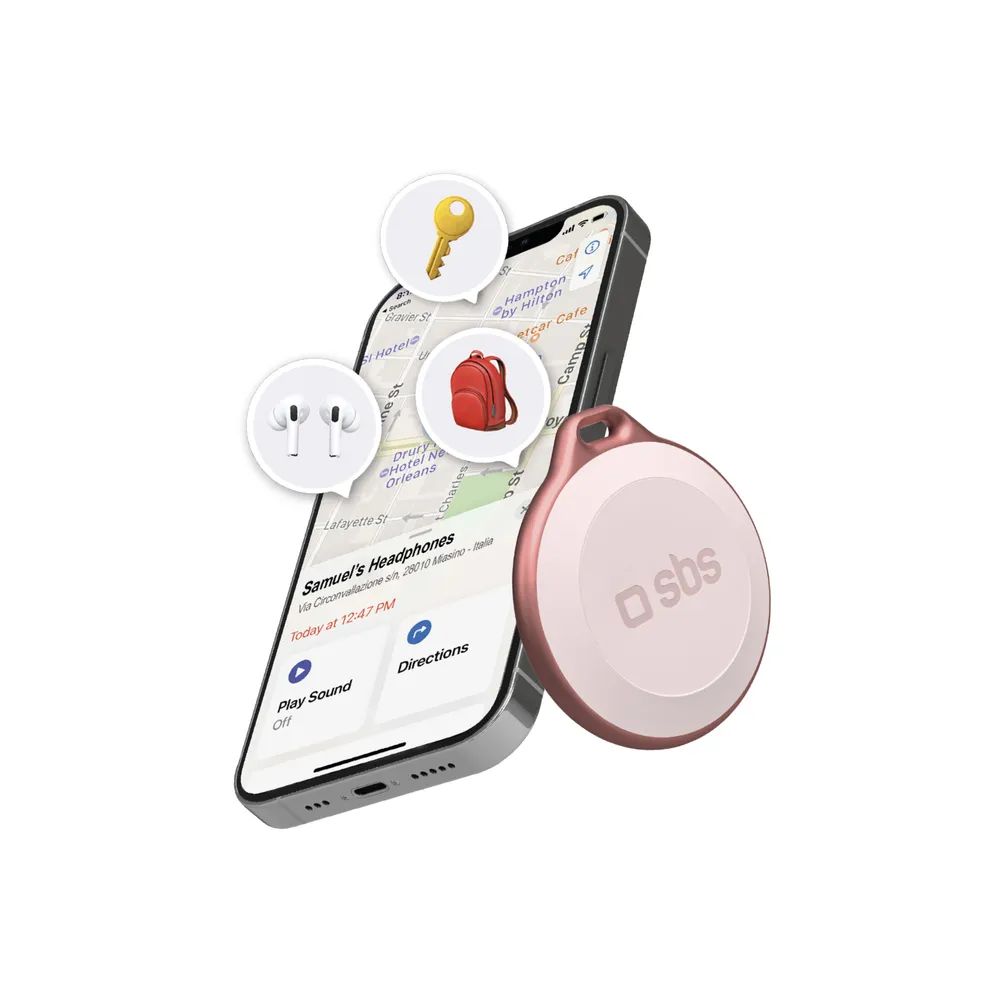 SBS TRACK MY CIRCLE Tracker, kompatibel mit Apple "Wo ist?", pink