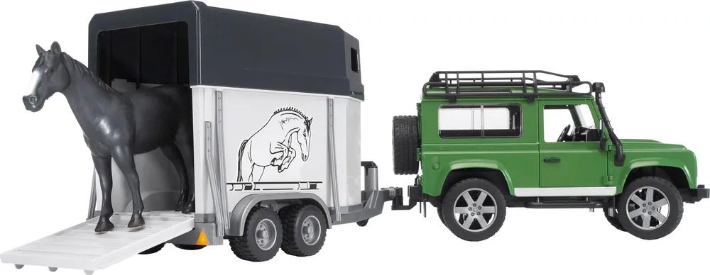 Bruder Land Rover Defender mit Pferdeanhänger - Off-Road-Fahrzeug-Modell - 3 Jahr(e) - Acrylnitril-Butadien-Styrol (ABS) - Grün