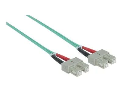 Intellinet Fiber Optic Patch Cable, OM3, SC/SC, 1m, Aqua, Duplex, Multimode, 50/125 µm, LSZH, Fibre, Lifetime Warranty, Polybag - Patch-Kabel - SC multi-mode (M)