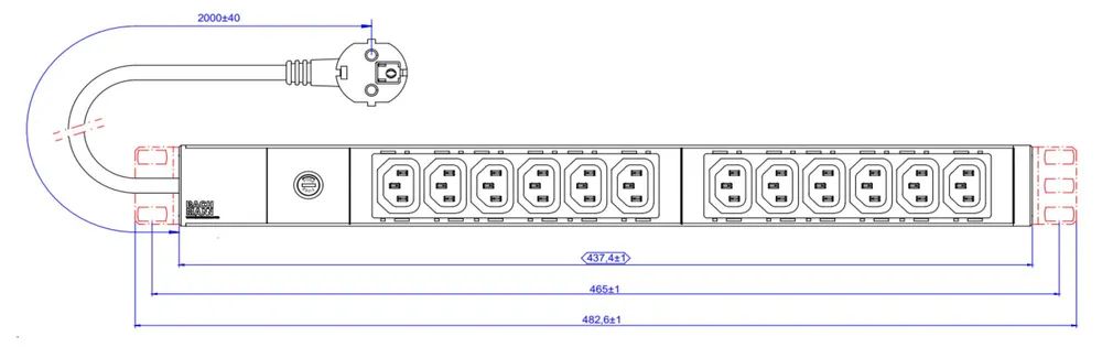 BACHMANN 19" 1HE 12xC13 2,0m CEE7/7