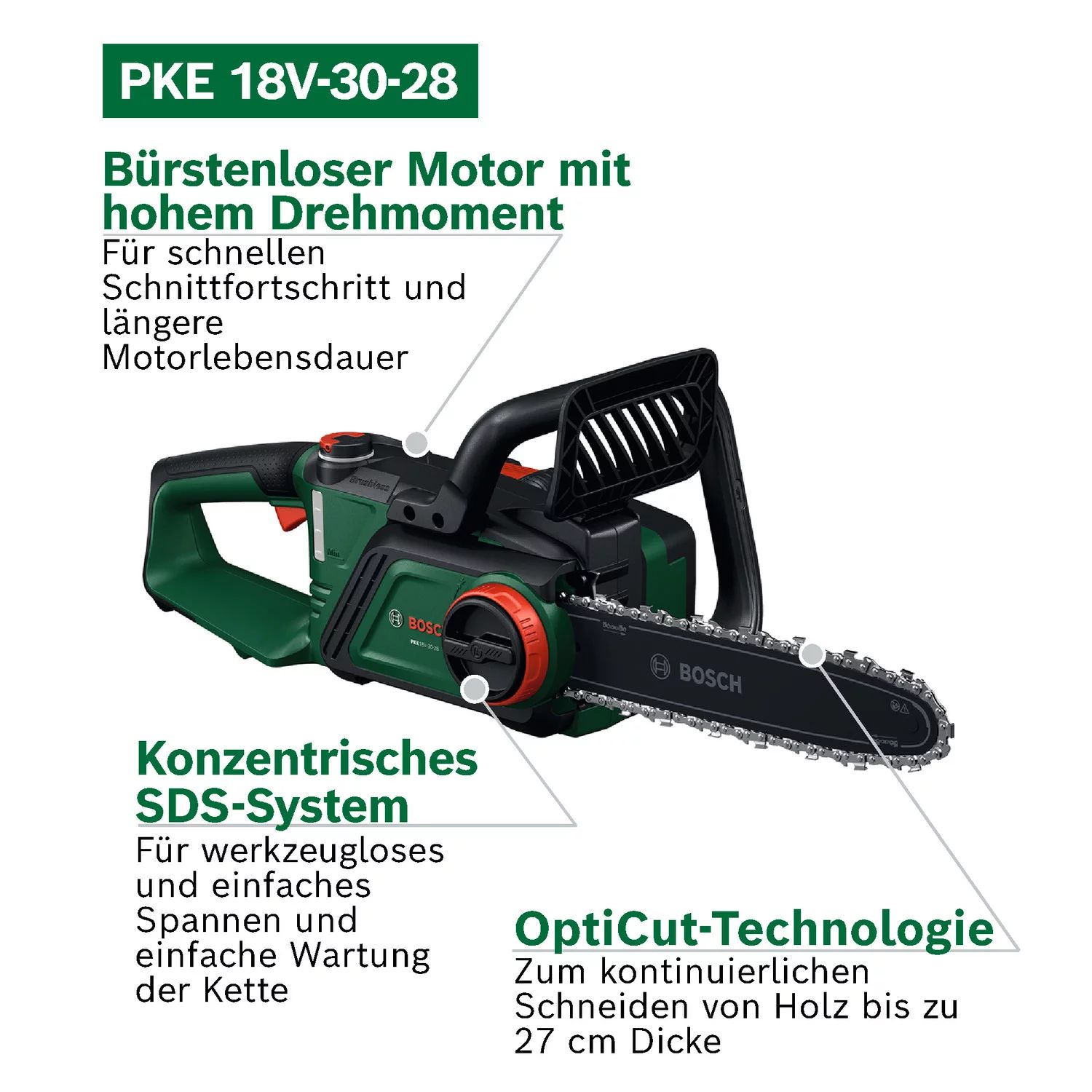 Bosch PKE18V-30-28 Akku-Kettensäge solo