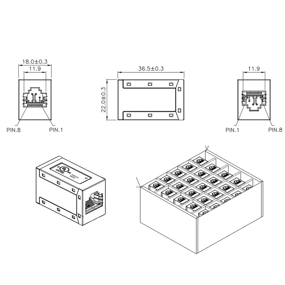 ROLINE RJ-45 Kupplungen geschirmt, Cat.6 (Class E), 25er Pack