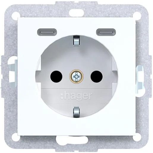 Hager STECKDOSE M.2XUSB-C 20W LWG / HAGERS WAS4055WG BERKER AX WAS4055WG