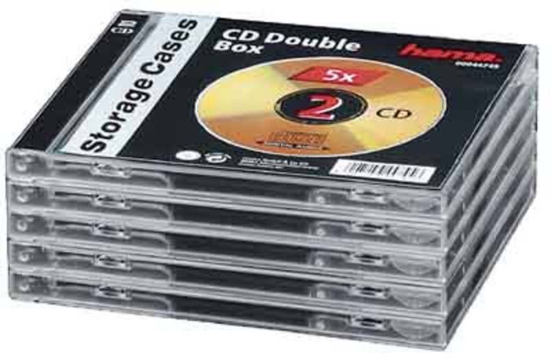 Hama CD-Doppel-Leerhülle Standard, 5er-Pack, Transparent/Schwarz