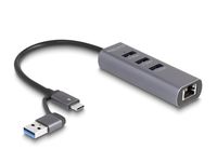 Delock Hub - with USB Type-C or USB Type-A connector, in metal case