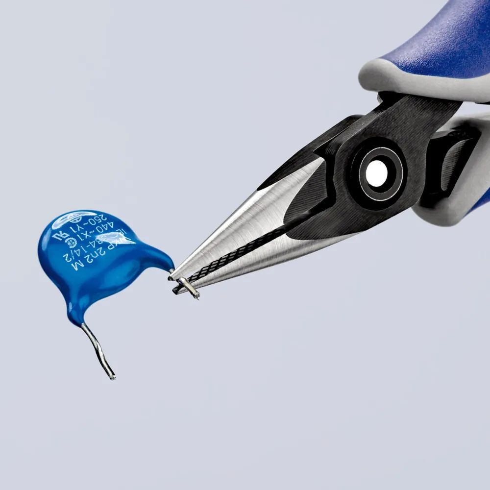 KNIPEX Präzisions-Elektronik-Greifzange mit Mehrkomponenten-Hüllen brüniert 130 mm
