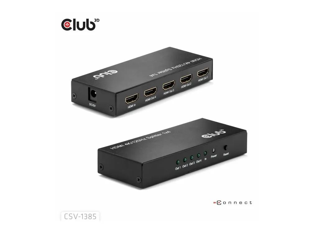 Club 3D CSV-1385 - Video-/Audio-Splitter - 1-to-4, 4K120Hz