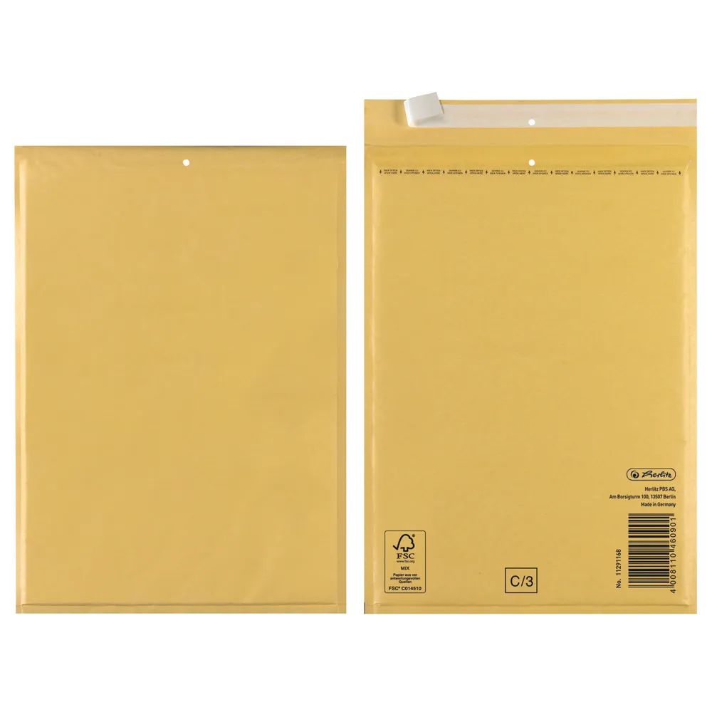 herlitz Luftpolstertasche C 17x22 cm haftklebend braun FSC Mix 10er Packung