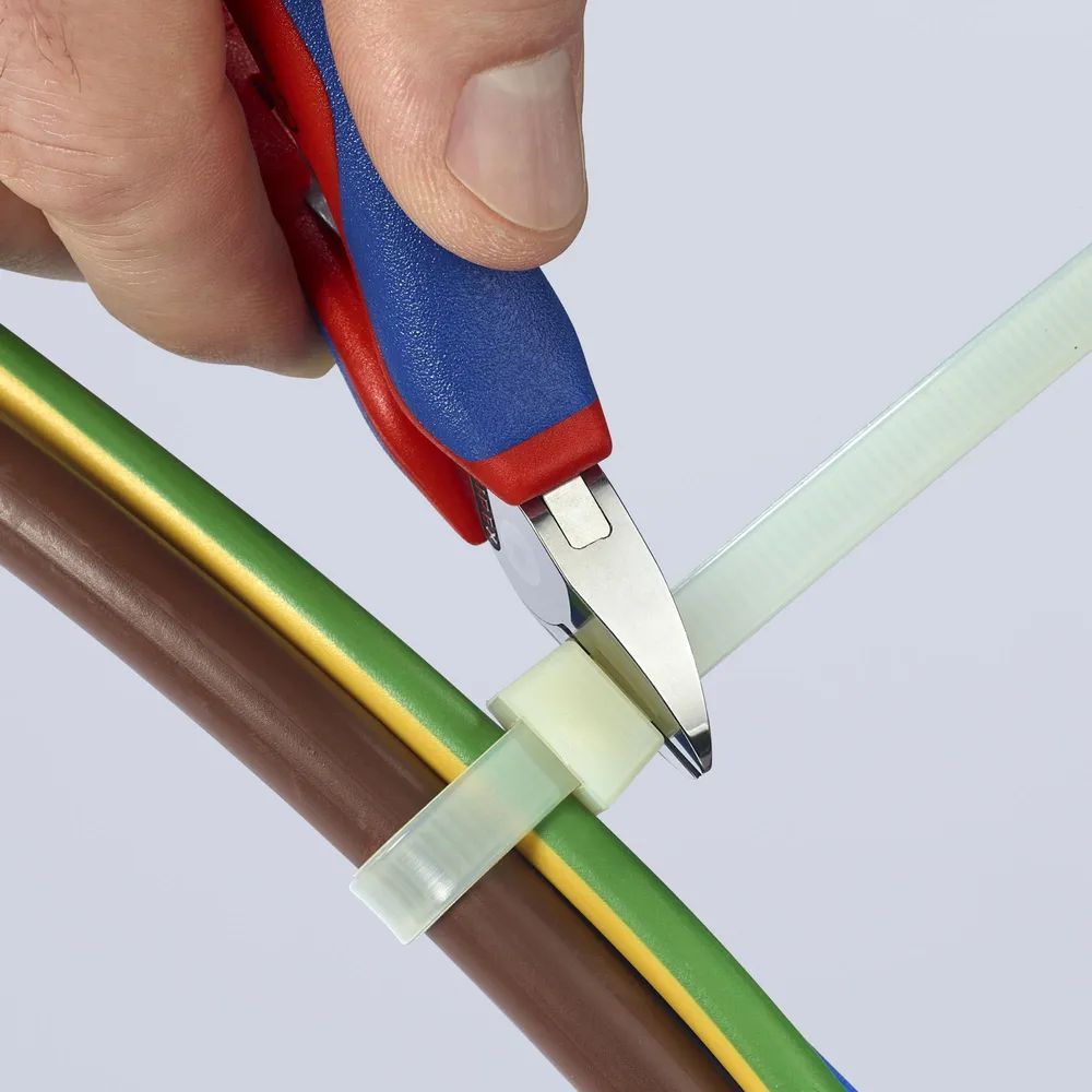 KNIPEX Elektronik-Seitenschneider mit durchgestecktem Gelenk mit Mehrkomponenten-Hüllen 130 mm