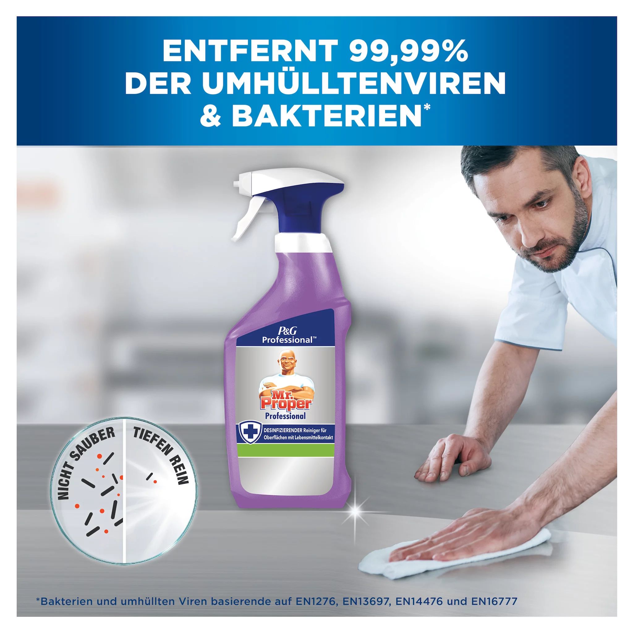 Mr. Proper Professional K7 Desinfizierender Reiniger (Oberflächen mit Lebensmittelkontakt)