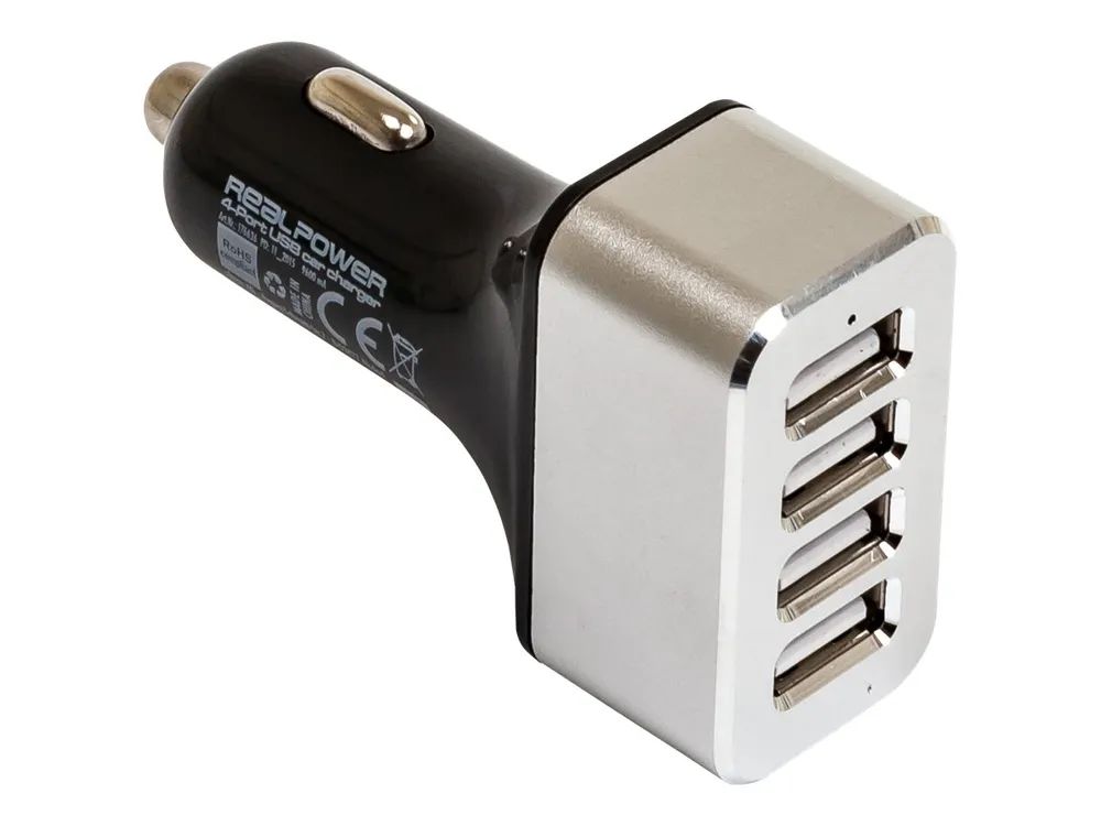 RealPower 4-Port USB car charger - Auto-Netzteil - 2400 mA - 4 Ausgabeanschlussstellen (4 x USB)